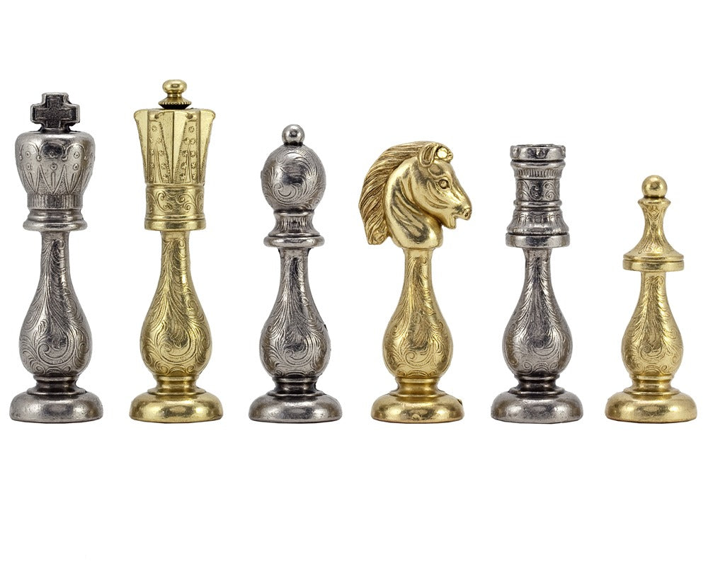 Luxury Italfama Metal Chess Set with 2-Drawer Storage Chessboard 46x46 cm