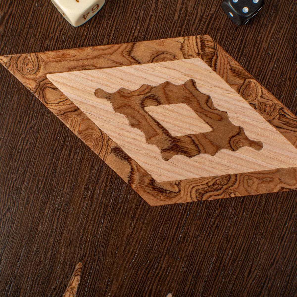 Large Manopoulos Backgammon Set Wenge Walnut Burl Oak 48x26