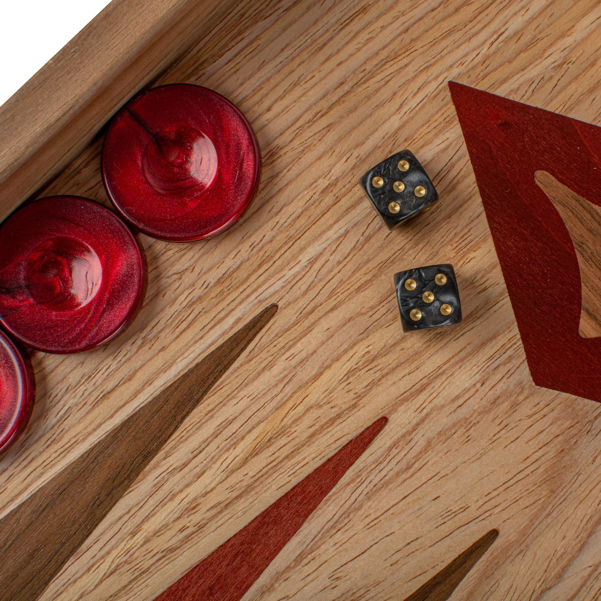 Large Manopoulos Backgammon Set Oak Red American Walnut 48x26