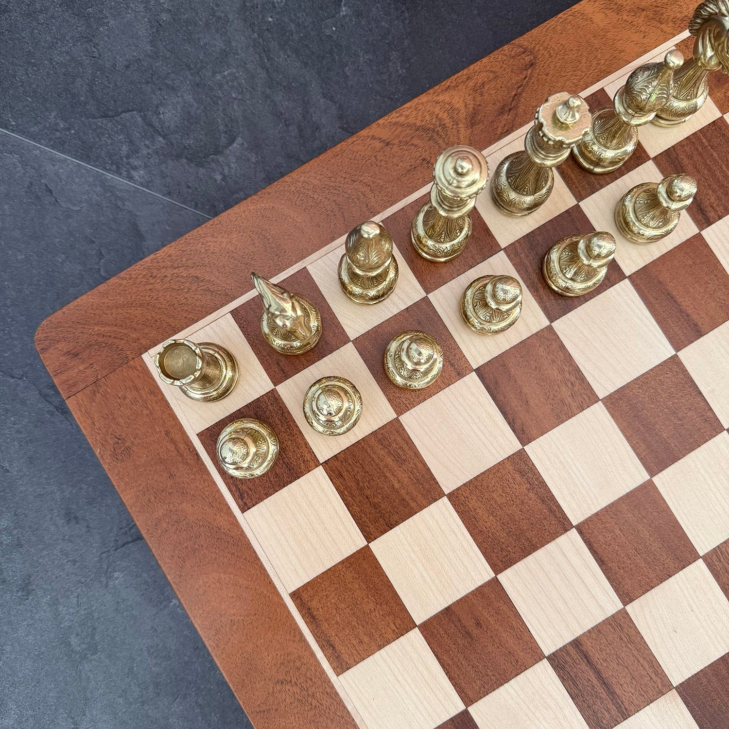 Luxury Italfama Metal Chess Set with 2-Drawer Storage Chessboard 46x46 cm