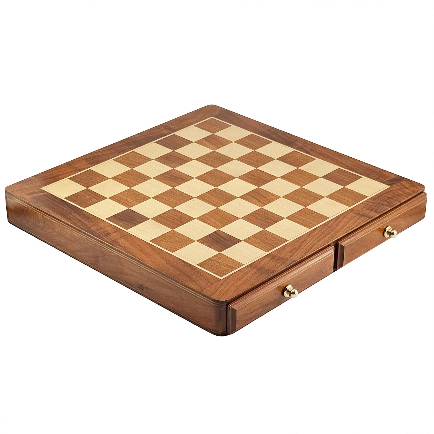 Luxury Italfama Metal Chess Set with 2-Drawer Storage Chessboard 46x46 cm