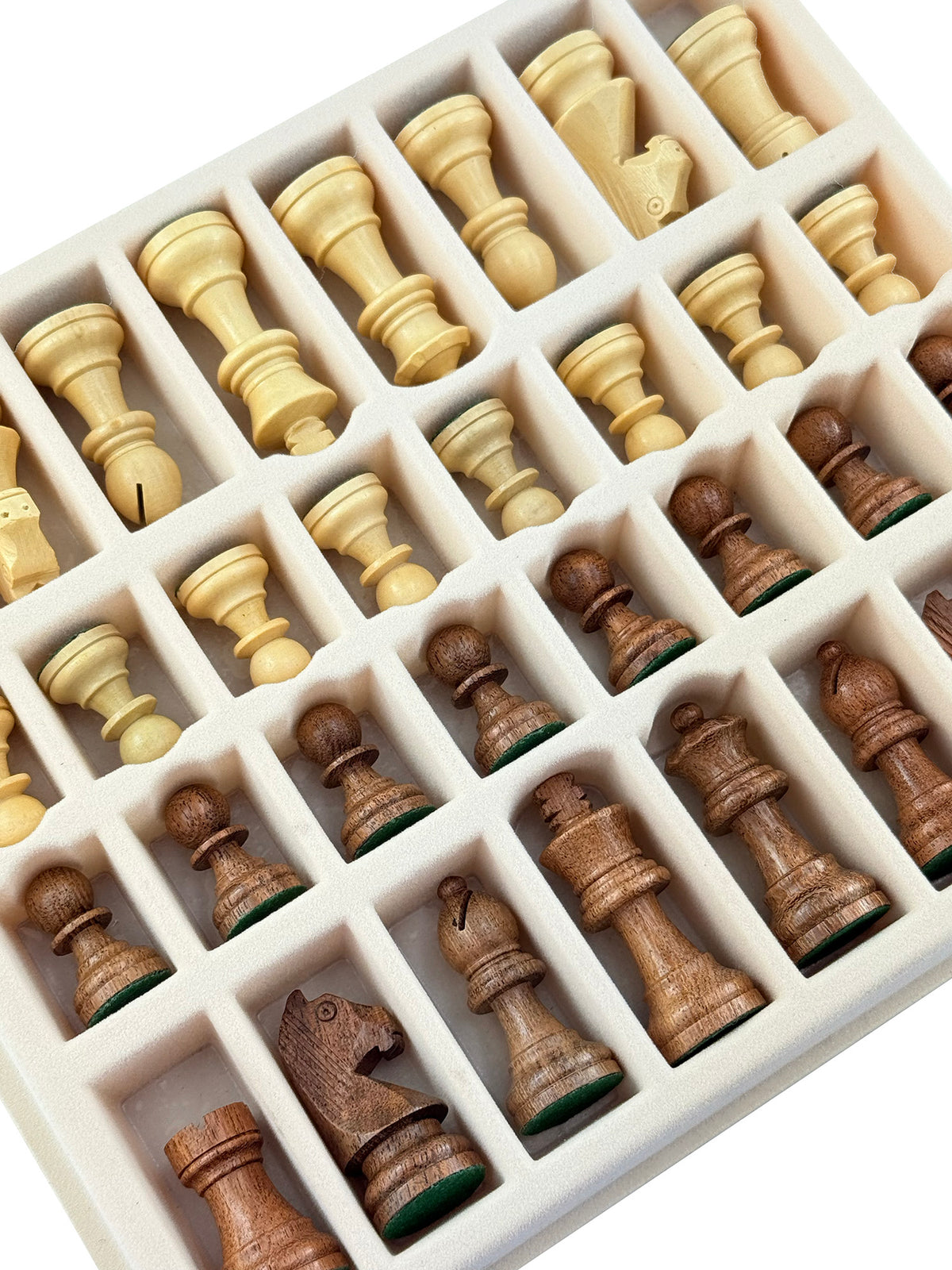 Wooden Acacia Chess Pieces with Eco-Leather Chessboard (26x26 cm)