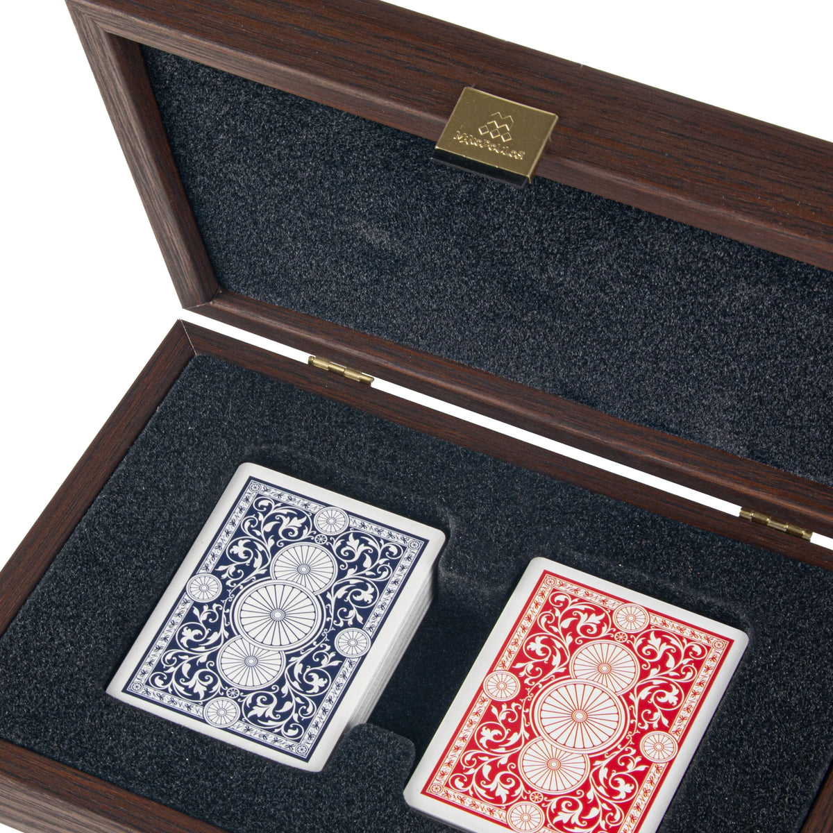 Luxury Manopoulos Playing Card Set Caramel Leatherette Case 24x17